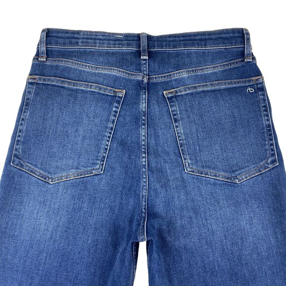 Rag & Bone Jeans 32 Womens High Rise Flare Raw Hem Stretch Blue Denim Boho - Picture 10 of 15